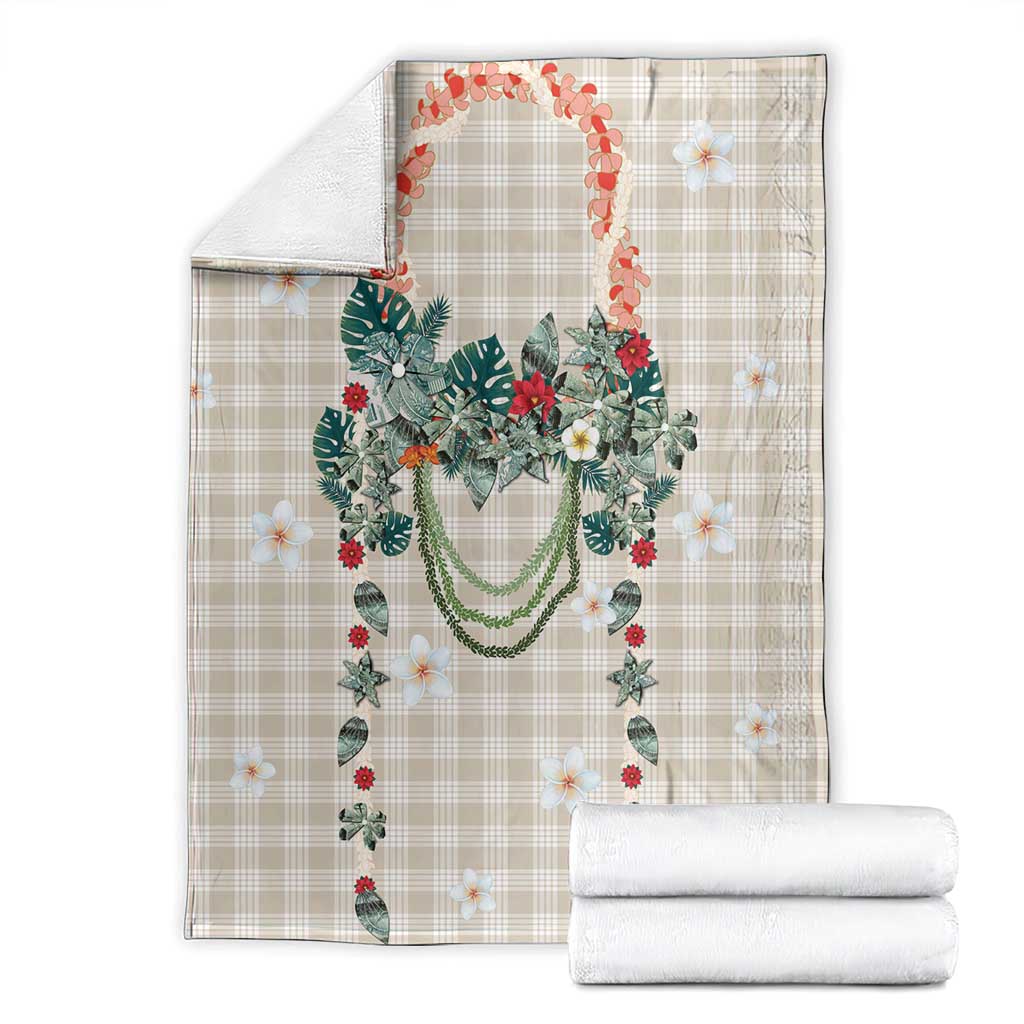 Brown Hawaiian Palaka Blanket Kukui Nut Money Lei - Polynesian Pride