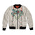 Brown Hawaiian Palaka Bomber Jacket Kukui Nut Money Lei - Polynesian Pride