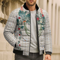 Brown Hawaiian Palaka Bomber Puffer Jacket Kukui Nut Money Lei LT9 - Polynesian Pride