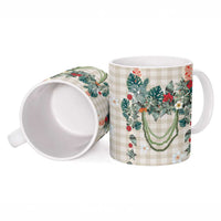 Brown Hawaiian Palaka Ceramic Mug Kukui Nut Money Lei - Polynesian Pride