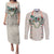 Brown Hawaiian Palaka Couples Matching Puletasi and Long Sleeve Button Shirt Kukui Nut Money Lei - Polynesian Pride