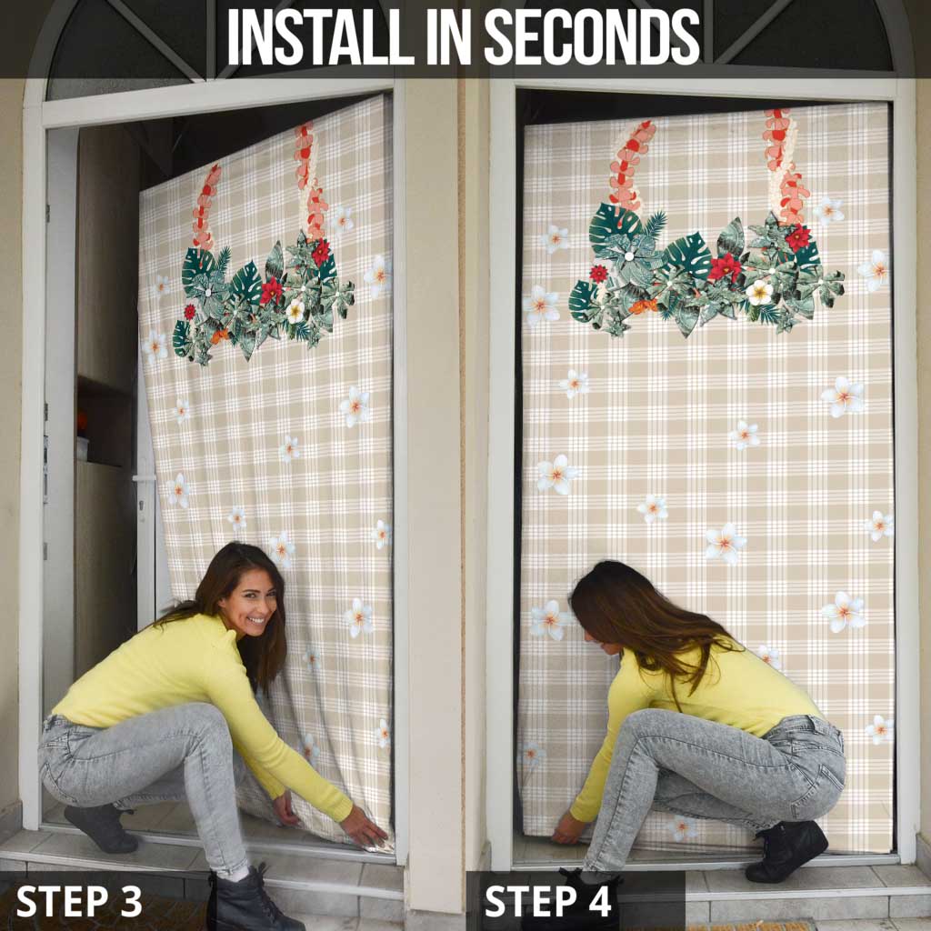 Brown Hawaiian Palaka Door Cover Kukui Nut Money Lei - Polynesian Pride