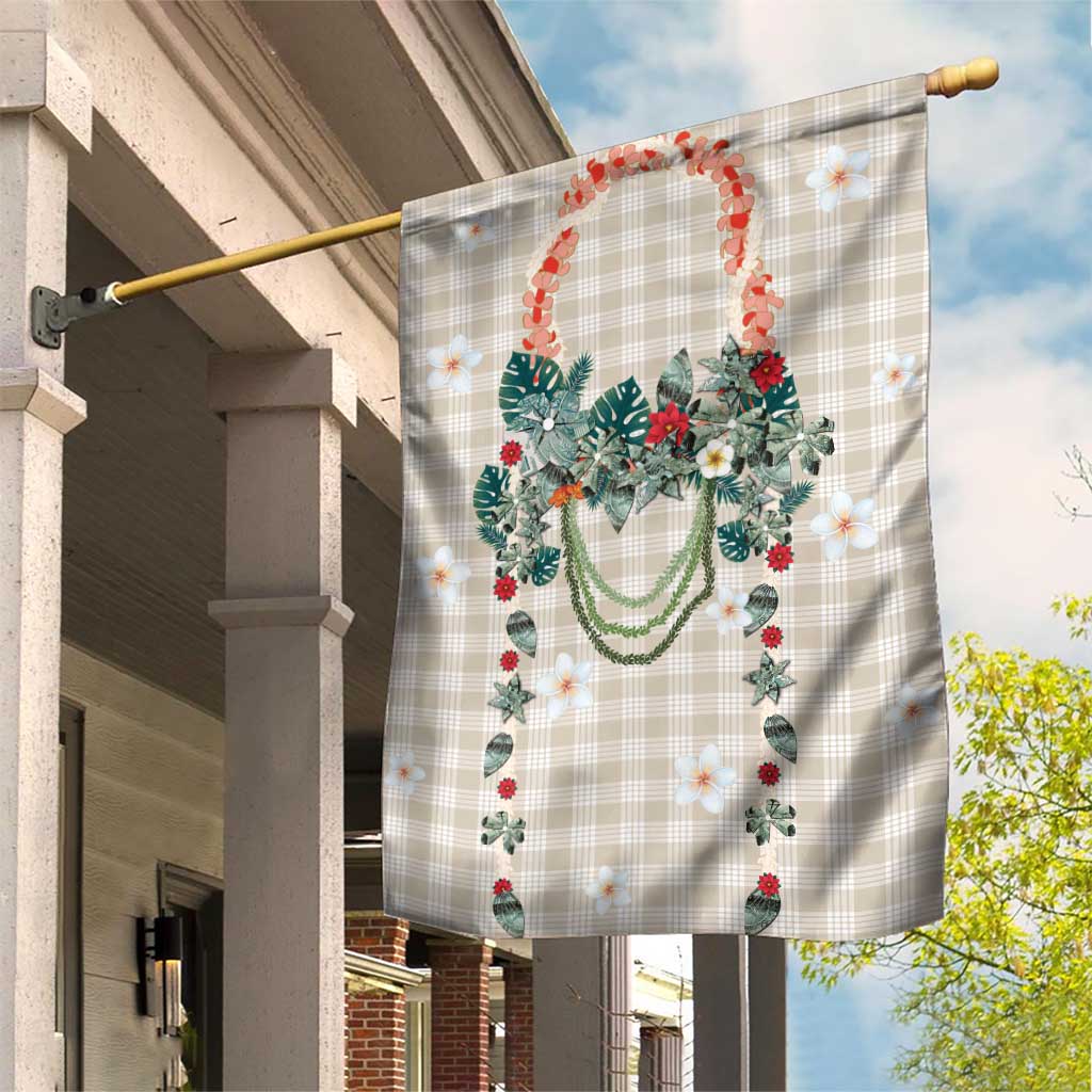 Brown Hawaiian Palaka Garden Flag Kukui Nut Money Lei - Polynesian Pride