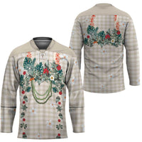 Brown Hawaiian Palaka Hockey Jersey Kukui Nut Money Lei - Polynesian Pride