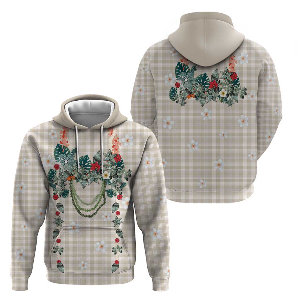 Brown Hawaiian Palaka Hoodie Kukui Nut Money Lei - Polynesian Pride