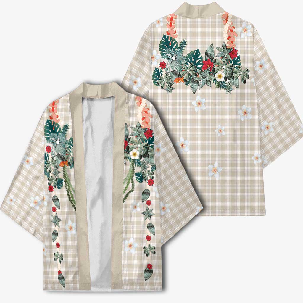 Brown Hawaiian Palaka Kimono Kukui Nut Money Lei - Polynesian Pride