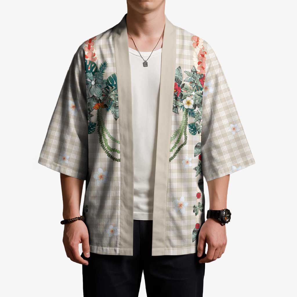 Brown Hawaiian Palaka Kimono Kukui Nut Money Lei - Polynesian Pride