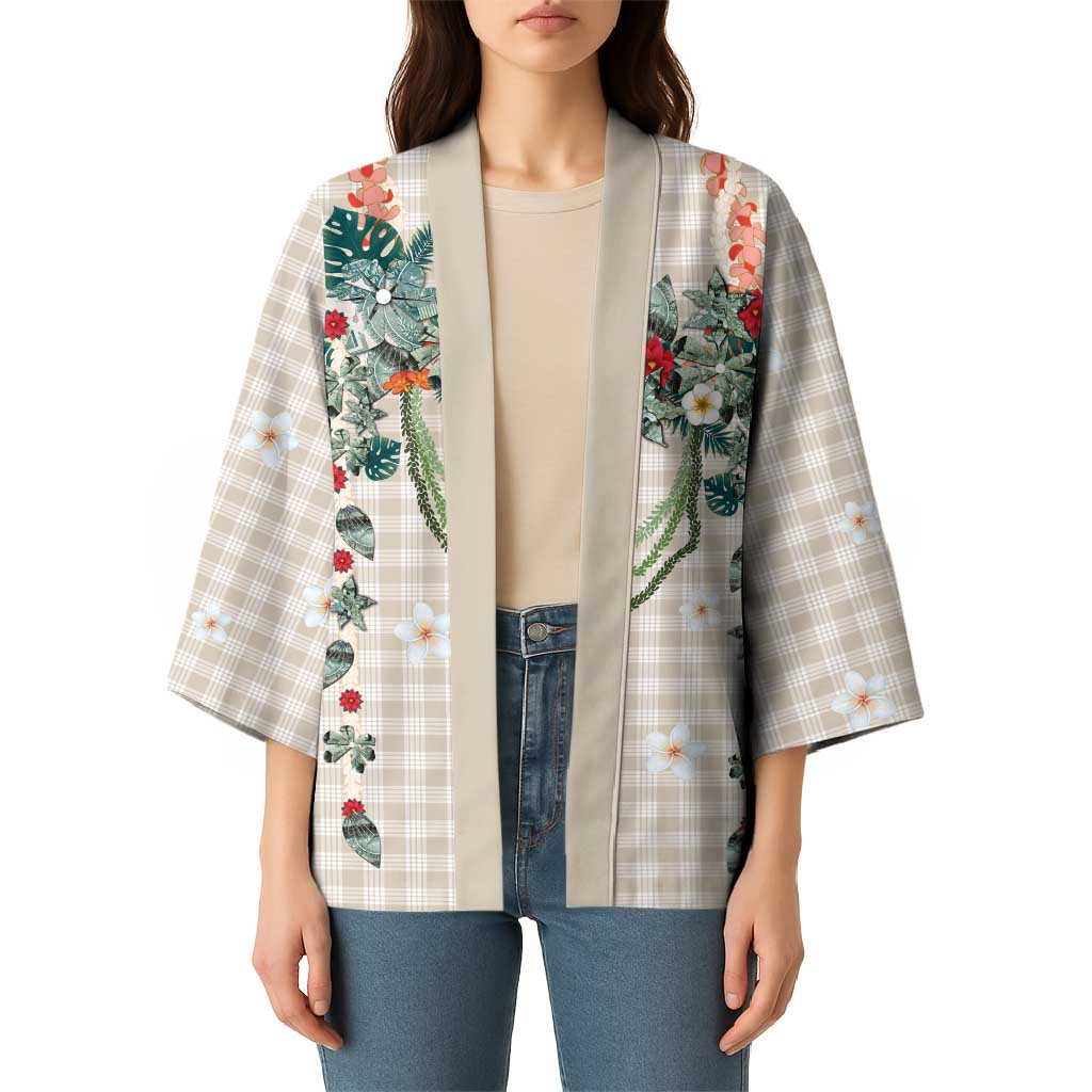 Brown Hawaiian Palaka Kimono Kukui Nut Money Lei - Polynesian Pride