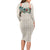 Brown Hawaiian Palaka Long Sleeve Bodycon Dress Kukui Nut Money Lei - Polynesian Pride