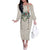 Brown Hawaiian Palaka Off The Shoulder Long Sleeve Dress Kukui Nut Money Lei - Polynesian Pride