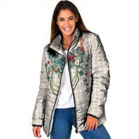 Brown Hawaiian Palaka Padded Jacket Kukui Nut Money Lei LT9 Women Brown - Polynesian Pride