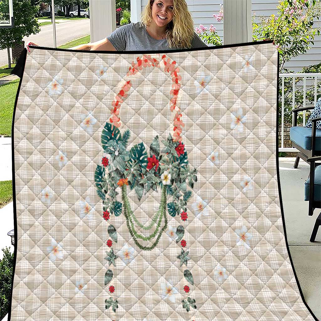 Brown Hawaiian Palaka Quilt Kukui Nut Money Lei - Polynesian Pride