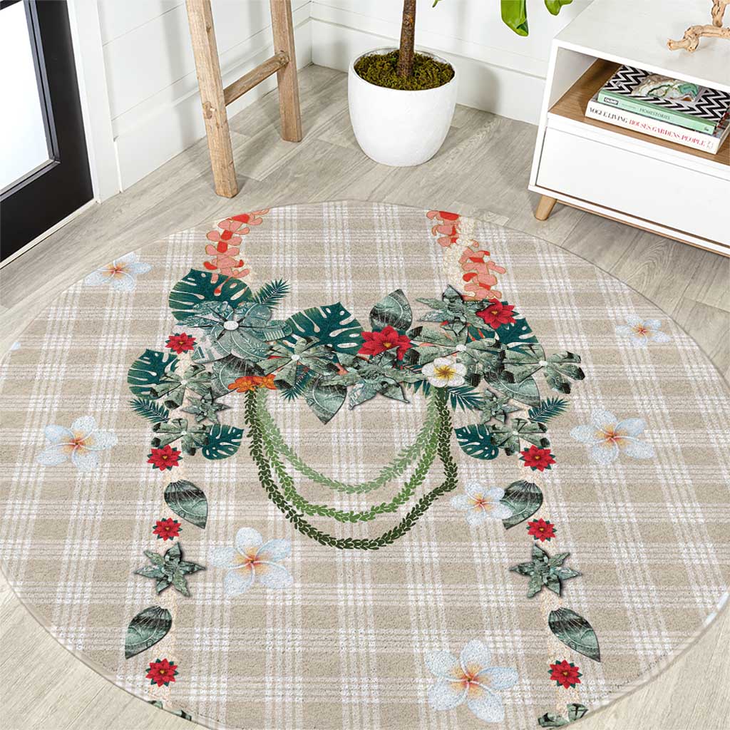 Brown Hawaiian Palaka Round Carpet Kukui Nut Money Lei - Polynesian Pride