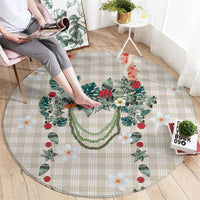 Brown Hawaiian Palaka Round Carpet Kukui Nut Money Lei - Polynesian Pride