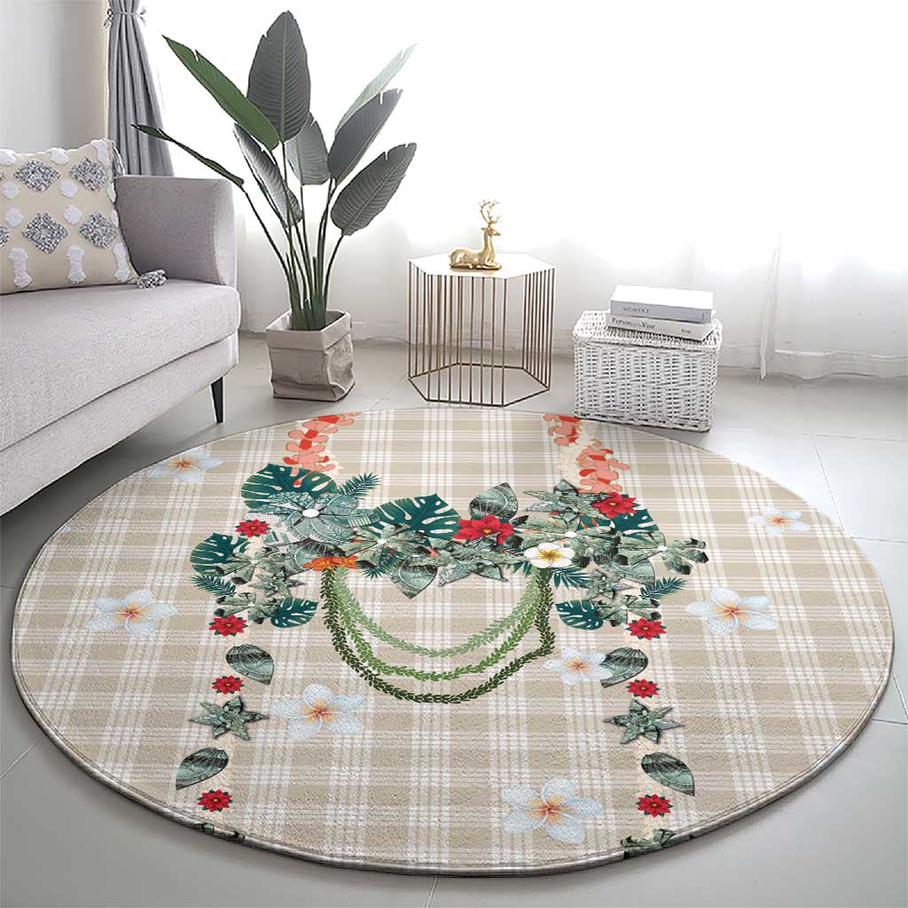 Brown Hawaiian Palaka Round Carpet Kukui Nut Money Lei - Polynesian Pride