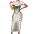Brown Hawaiian Palaka Short Sleeve Bodycon Dress Kukui Nut Money Lei - Polynesian Pride
