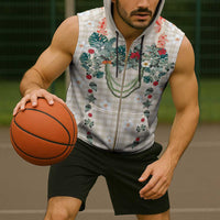 Brown Hawaiian Palaka Sleeveless Zip Hoodie Kukui Nut Money Lei - Polynesian Pride