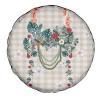 Brown Hawaiian Palaka Spare Tire Cover Kukui Nut Money Lei - Polynesian Pride