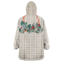 Brown Hawaiian Palaka Wearable Blanket Hoodie Kukui Nut Money Lei - Polynesian Pride