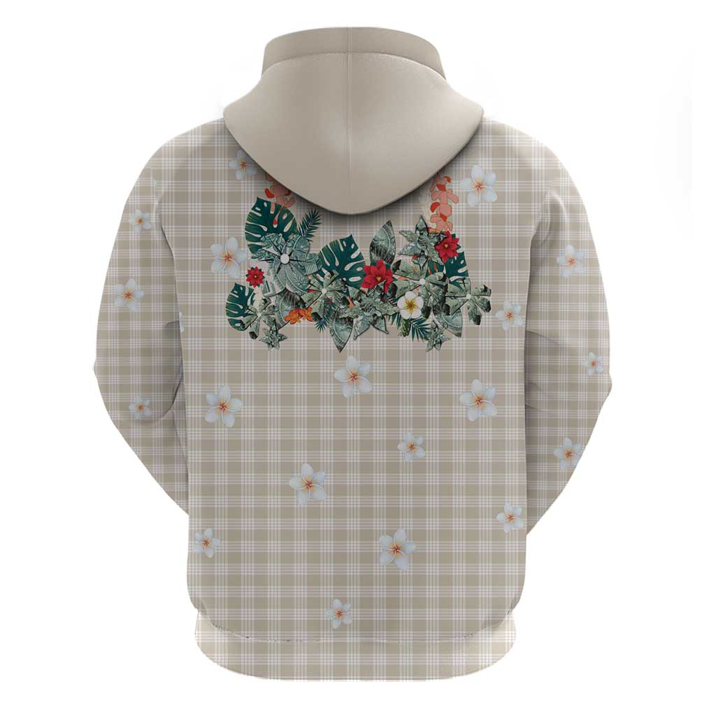 Brown Hawaiian Palaka Zip Hoodie Kukui Nut Money Lei - Polynesian Pride