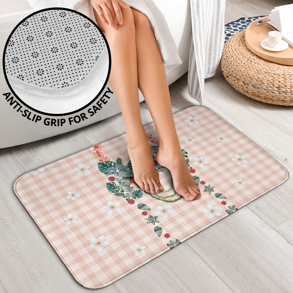 Peach Hawaiian Palaka Bathroom Set Kukui Nut Money Lei - Polynesian Pride