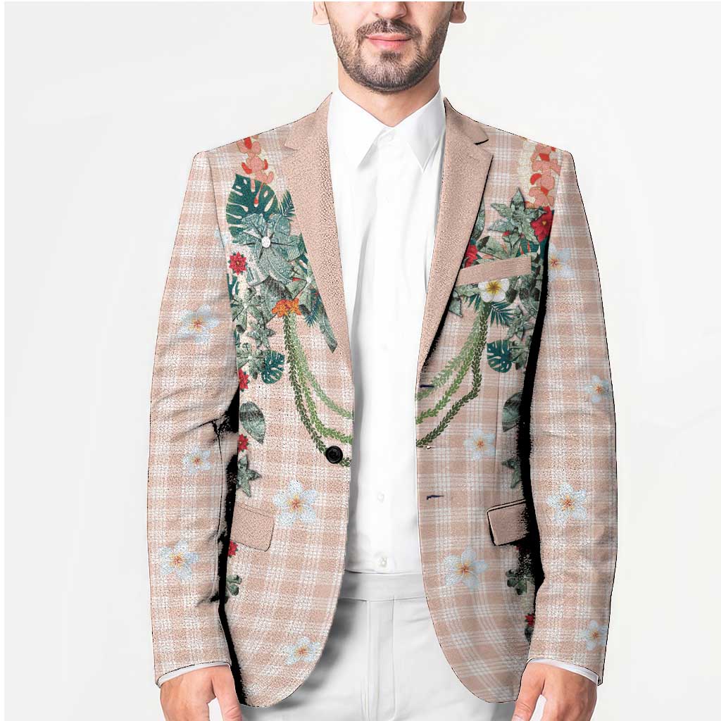 Peach Hawaiian Palaka Blazer Kukui Nut Money Lei - Polynesian Pride