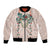 Peach Hawaiian Palaka Bomber Jacket Kukui Nut Money Lei - Polynesian Pride