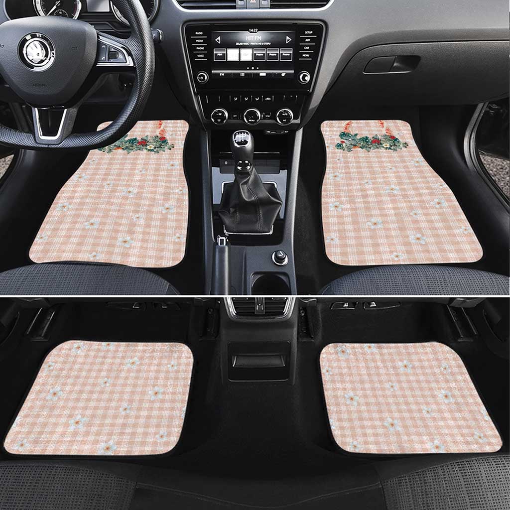 Peach Hawaiian Palaka Car Mats Kukui Nut Money Lei - Polynesian Pride