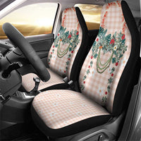 Peach Hawaiian Palaka Car Seat Cover Kukui Nut Money Lei - Polynesian Pride