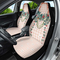 Peach Hawaiian Palaka Car Seat Cover Kukui Nut Money Lei - Polynesian Pride