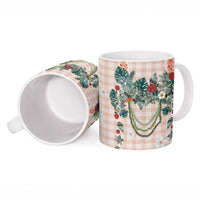 Peach Hawaiian Palaka Ceramic Mug Kukui Nut Money Lei - Polynesian Pride