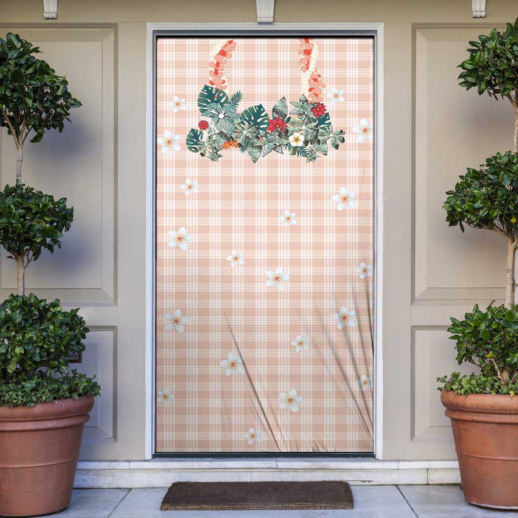 Peach Hawaiian Palaka Door Cover Kukui Nut Money Lei - Polynesian Pride