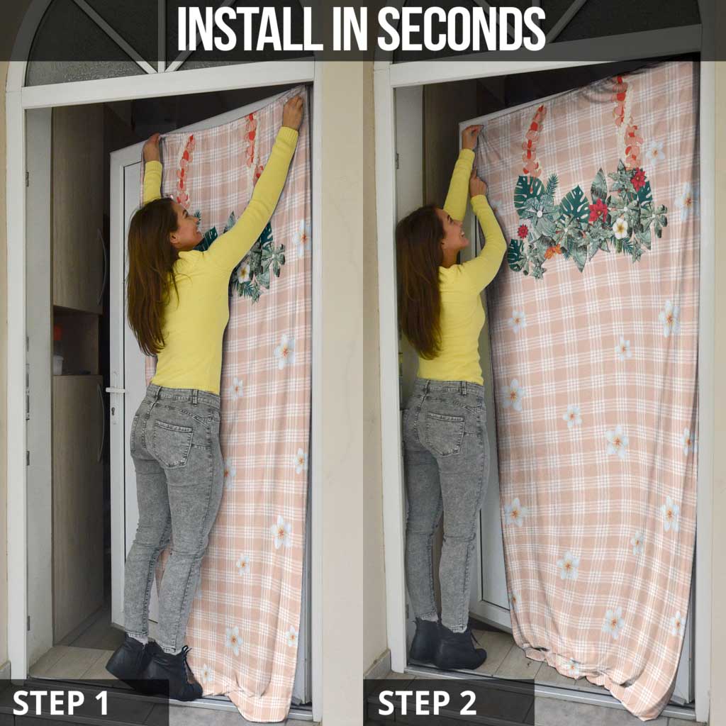 Peach Hawaiian Palaka Door Cover Kukui Nut Money Lei - Polynesian Pride