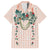 Peach Hawaiian Palaka Family Matching Off The Shoulder Long Sleeve Dress and Hawaiian Shirt Kukui Nut Money Lei - Polynesian Pride