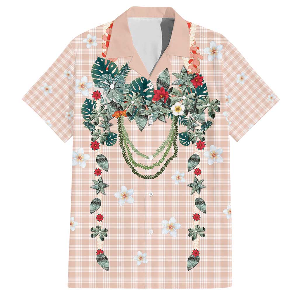 Peach Hawaiian Palaka Family Matching Mermaid Dress and Hawaiian Shirt Kukui Nut Money Lei Peach Hawaiian Palaka Family Matching Mermaid Dress and Hawaiian Shirt Kukui Nut Money Lei