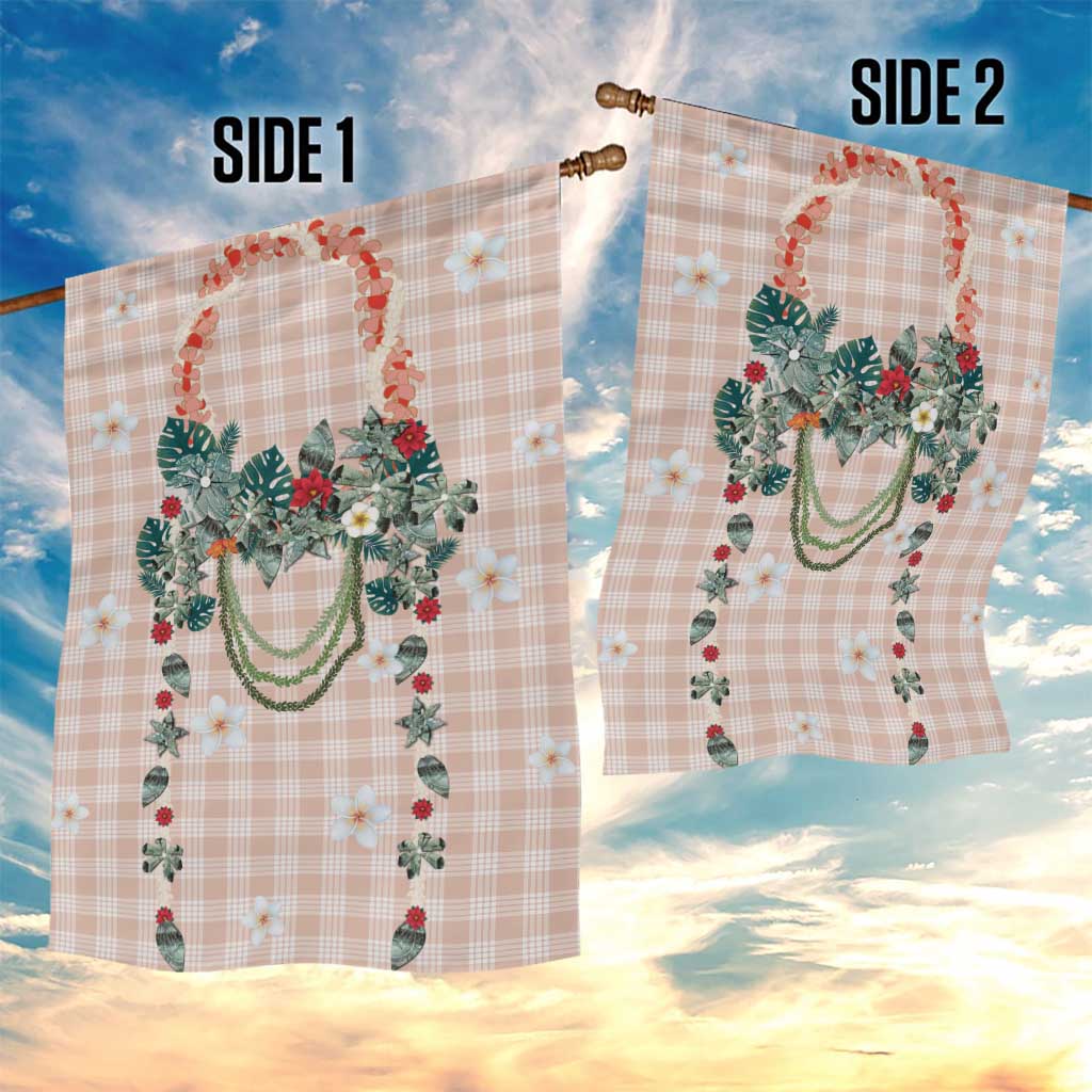 Peach Hawaiian Palaka Garden Flag Kukui Nut Money Lei - Polynesian Pride