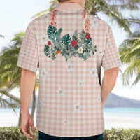 Peach Hawaiian Palaka Hawaiian Shirt Kukui Nut Money Lei - Polynesian Pride