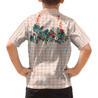 Peach Hawaiian Palaka Kid Hawaiian Shirt Kukui Nut Money Lei - Polynesian Pride