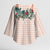 Peach Hawaiian Palaka Kimono Sleeve Blouse Kukui Nut Money Lei - Polynesian Pride