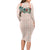 Peach Hawaiian Palaka Long Sleeve Bodycon Dress Kukui Nut Money Lei - Polynesian Pride