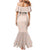 Peach Hawaiian Palaka Mermaid Dress Kukui Nut Money Lei - Polynesian Pride