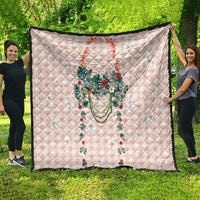 Peach Hawaiian Palaka Quilt Kukui Nut Money Lei - Polynesian Pride
