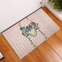 Peach Hawaiian Palaka Rubber Doormat Kukui Nut Money Lei - Polynesian Pride