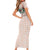 Peach Hawaiian Palaka Short Sleeve Bodycon Dress Kukui Nut Money Lei - Polynesian Pride