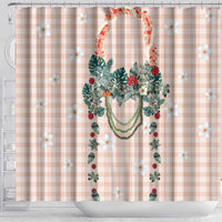 Peach Hawaiian Palaka Shower Curtain Kukui Nut Money Lei - Polynesian Pride