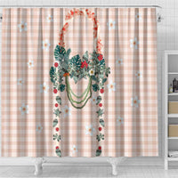 Peach Hawaiian Palaka Shower Curtain Kukui Nut Money Lei - Polynesian Pride