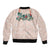 Peach Hawaiian Palaka Sleeve Zip Bomber Jacket Kukui Nut Money Lei - Polynesian Pride