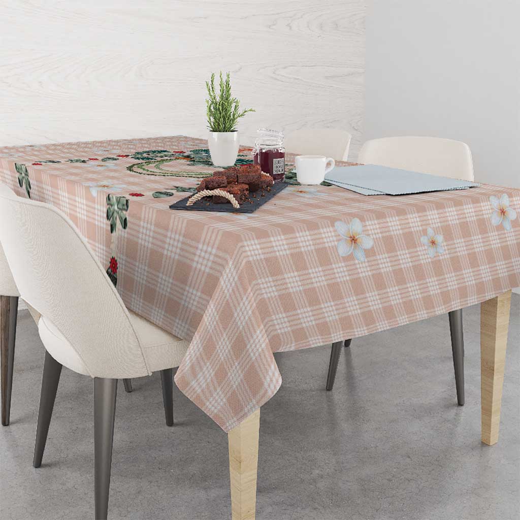 Peach Hawaiian Palaka Tablecloth Kukui Nut Money Lei - Polynesian Pride