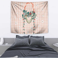 Peach Hawaiian Palaka Tapestry Kukui Nut Money Lei - Polynesian Pride