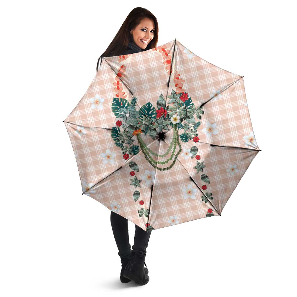 Peach Hawaiian Palaka Umbrella Kukui Nut Money Lei - Polynesian Pride